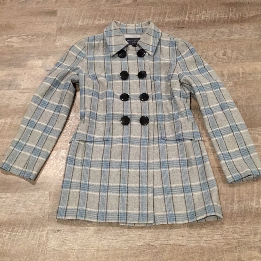 NWOT Banana Republic Plaid Pea Coat
